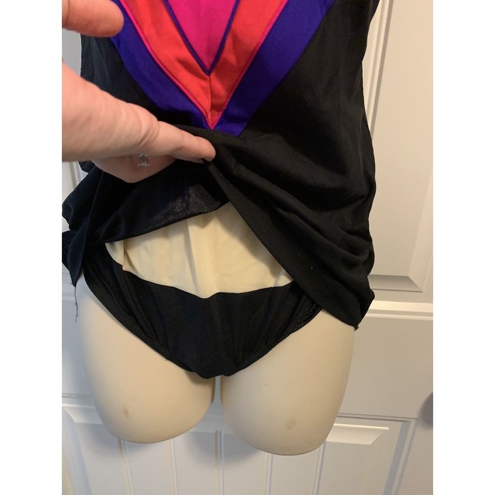 Vintage Baltex Body ID One Piece Swimsuit Skirted Skirt Size 12 Black 067 - Picture 3 of 5